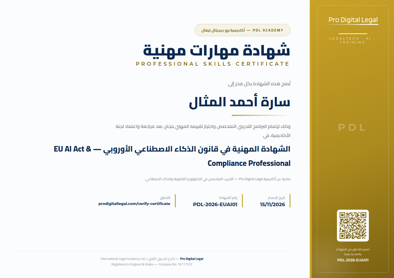 شهادة مهارات مهنية — Professional Skills Certificate